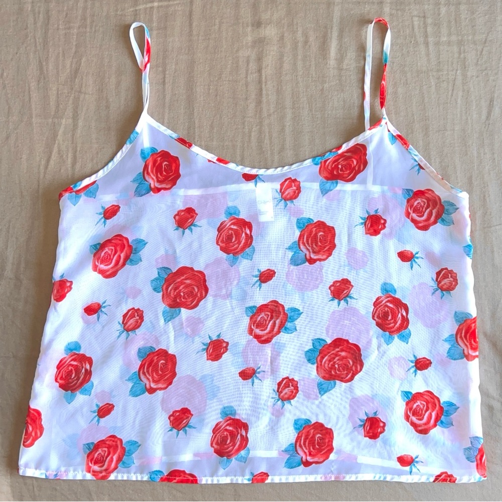 American Apparel Sheer Red Floral Camisole